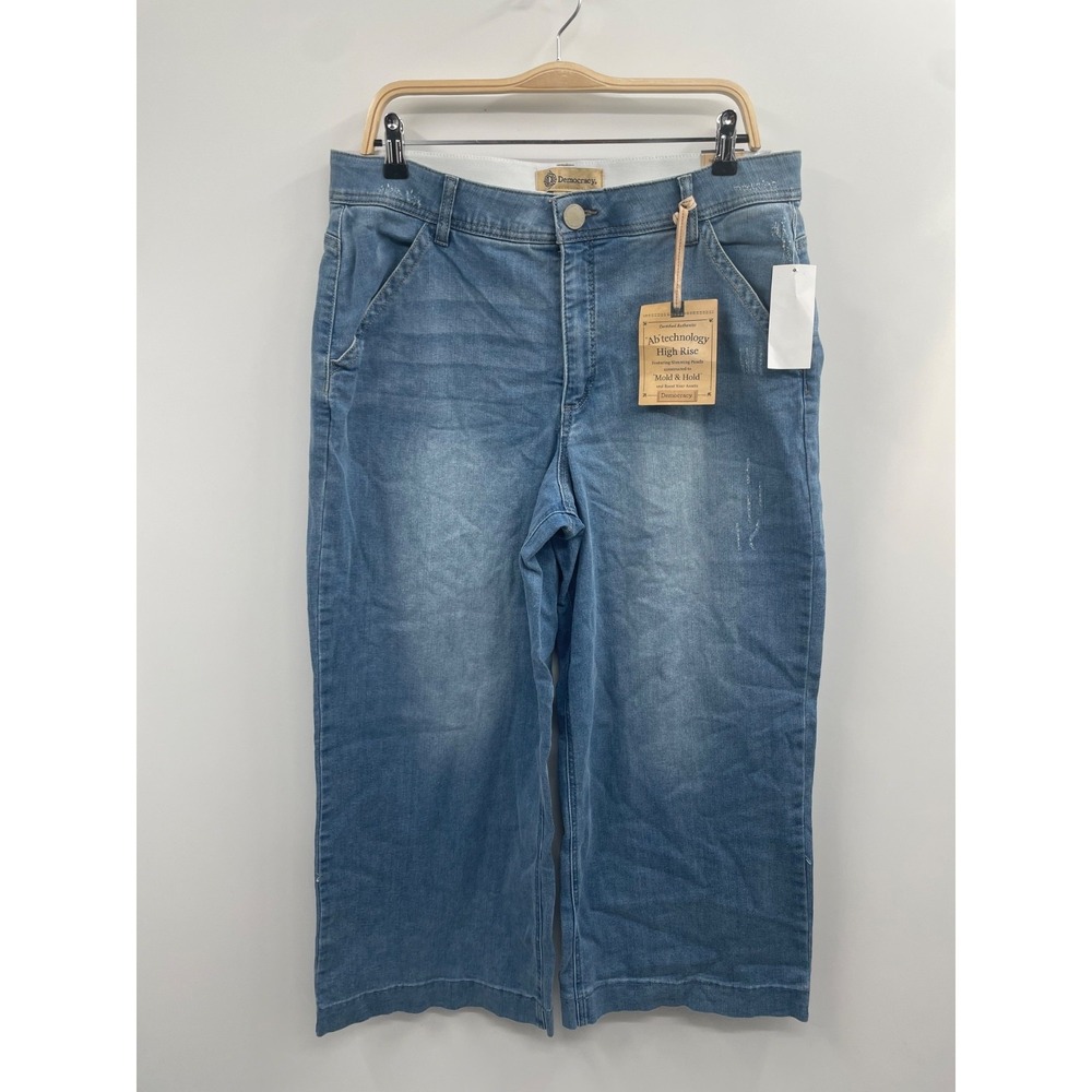 Democracy Ab Technology High Rise Wide Leg Jeans Women's 16 Blue Denim Hipster
